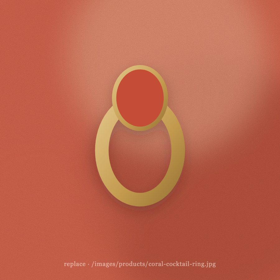 Coral gemstone statement ring